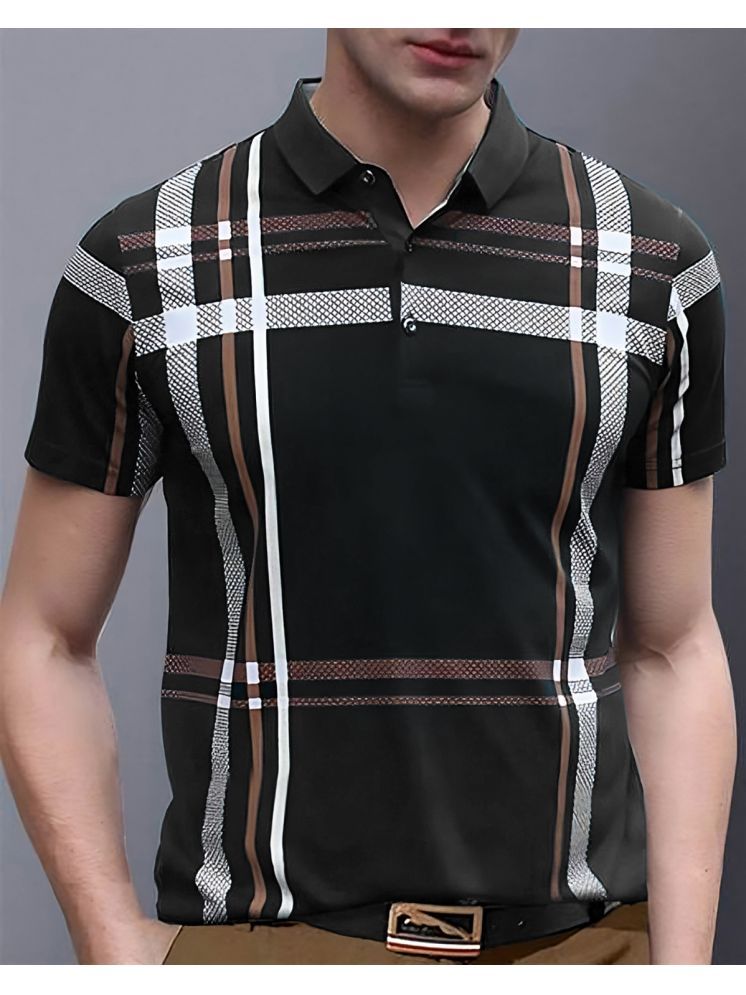     			AUSK Cotton Blend Regular Fit Striped Half Sleeves Men's Polo T Shirt - Black ( Pack of 1 )