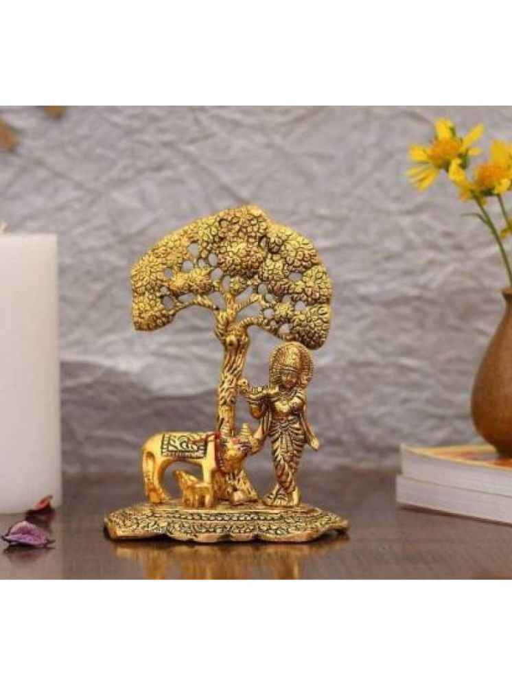     			Art n Hub Metal Krishna with Cow Standing Under Tree Plying Flute Decorative Showpiece/God Idol (Pack of 1)