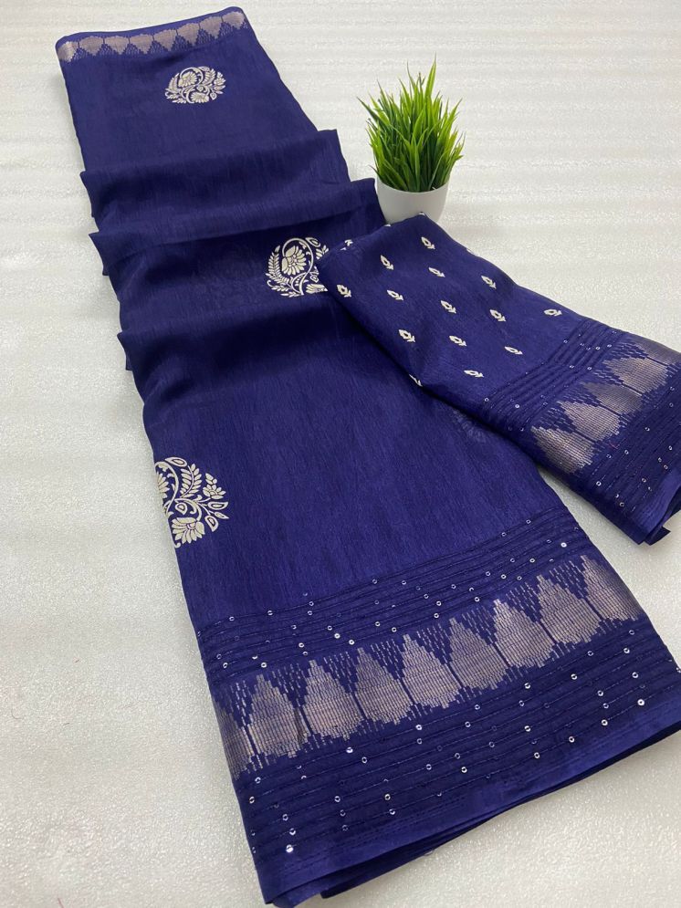     			Bhuwal Fashion Art Silk Embellished Saree With Blouse Piece - Navy Blue ( Pack of 1 )