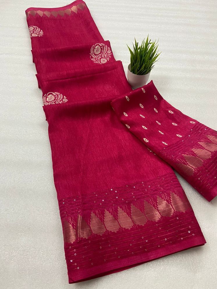     			Bhuwal Fashion Art Silk Printed Saree With Blouse Piece - Pink ( Pack of 1 )