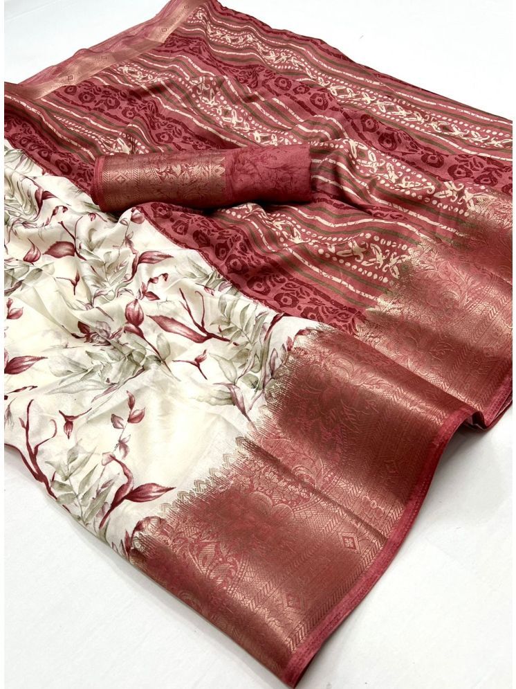     			Bhuwal Fashion Art Silk Printed Saree With Blouse Piece - Red ( Pack of 1 )