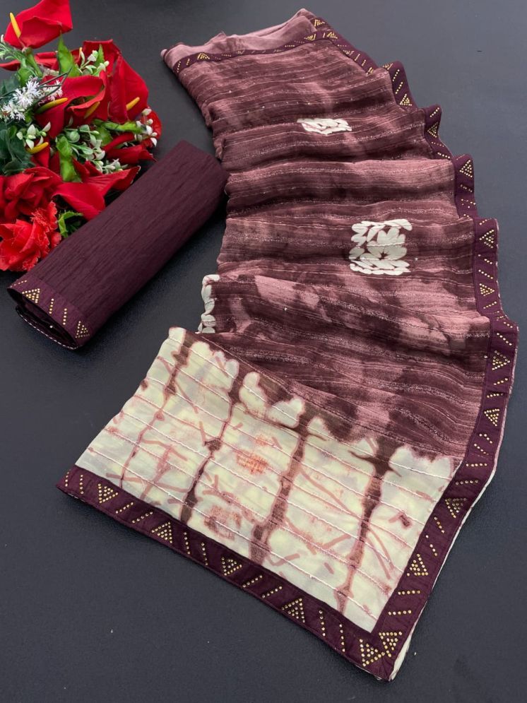     			Bhuwal Fashion Georgette Printed Saree With Blouse Piece - Magenta ( Pack of 1 )