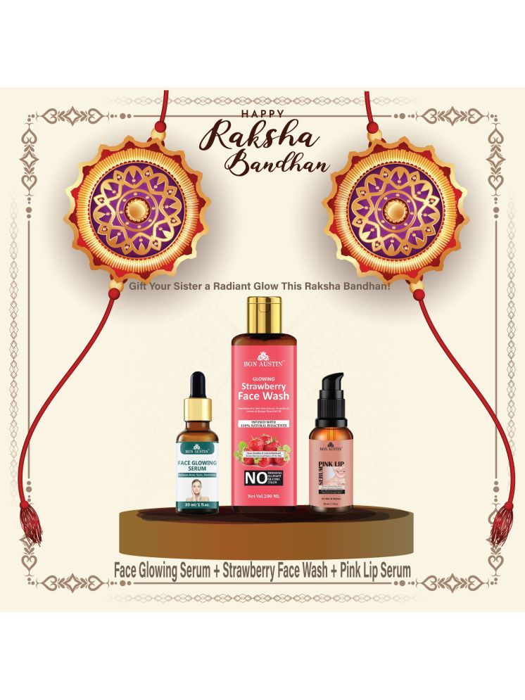     			Bon Austin Face Glowing Serum 30ml, Glowing  Strawberry Face wash 200ml & Pink Lip Serum 30ml - Set of 3 Items