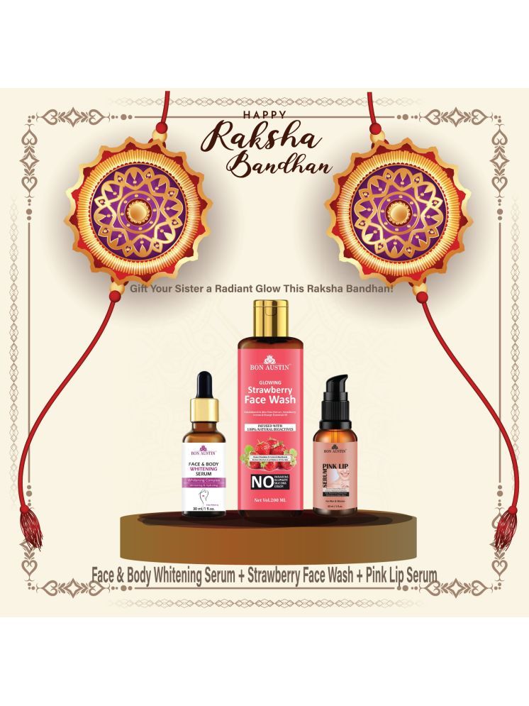     			Bon Austin Face and Body Whitening Serum 30ml, Glowing  Strawberry Face wash 200ml & Pink Lip Serum 30ml - Set of 3 Items