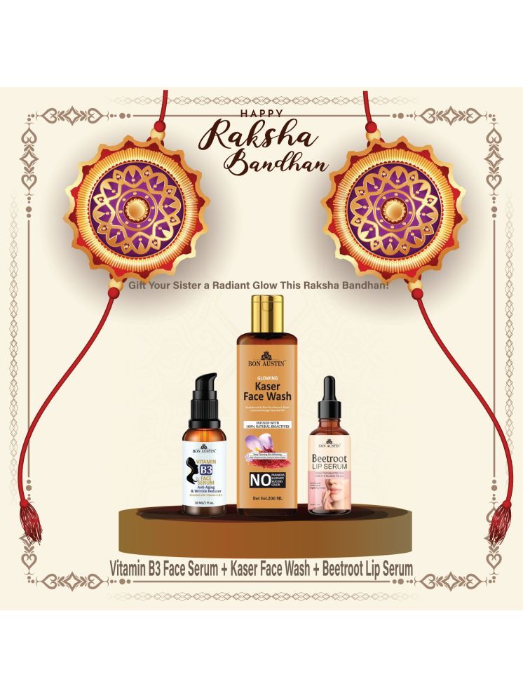     			Bon Austin Vitamin B3 Facial Serum 30ml, Glowing  Kaser Face wash 200ml & Beetroot Lip Serum 30ml - Set of 3 Items