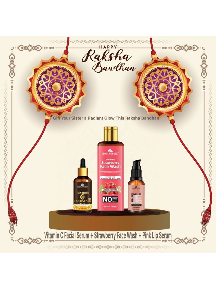     			Bon Austin Vitamin C20% Facial Serum 30ml, Glowing  Strawberry Face wash 200ml & Pink Lip Serum 30ml - Set of 3 Items