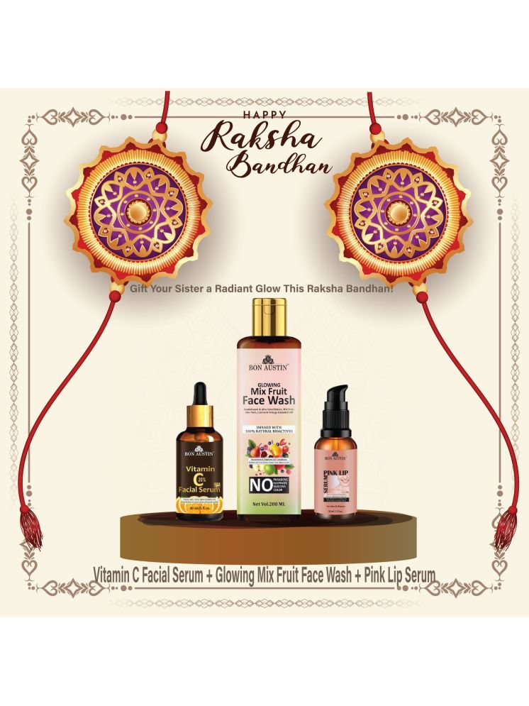     			Bon Austin Vitamin C20% Serum 30ml, Glowing  Mix fruit Face wash 200ml & Pink Lip Serum 30ml - Set of 3 Items