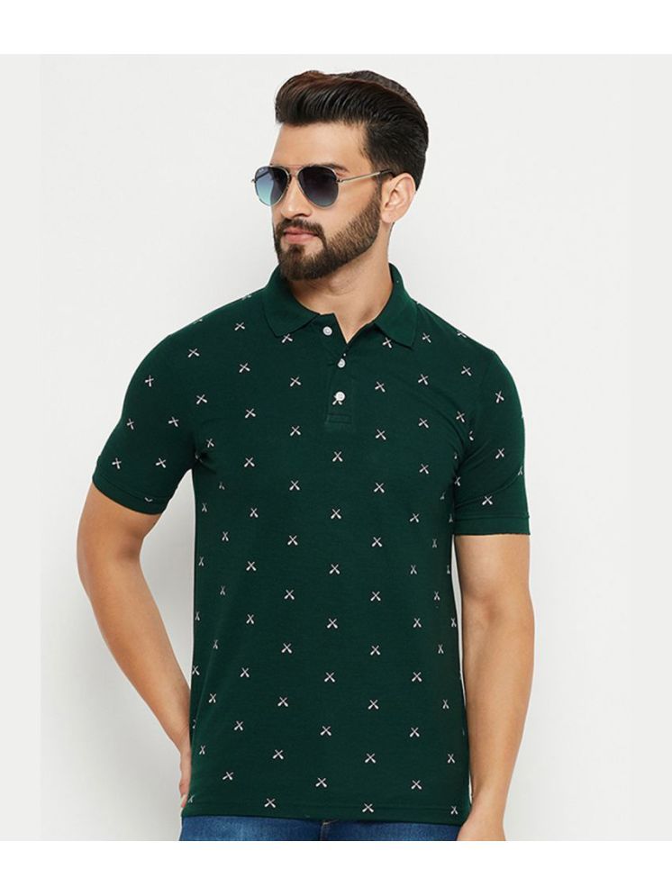     			DENNIN Cotton Blend Regular Fit Printed Half Sleeves Men's Polo T Shirt - Green ( Pack of 1 )