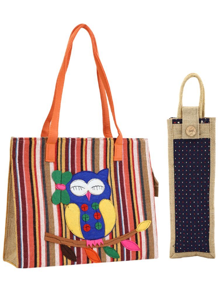     			ENSAC Blue Jute Tote Bag