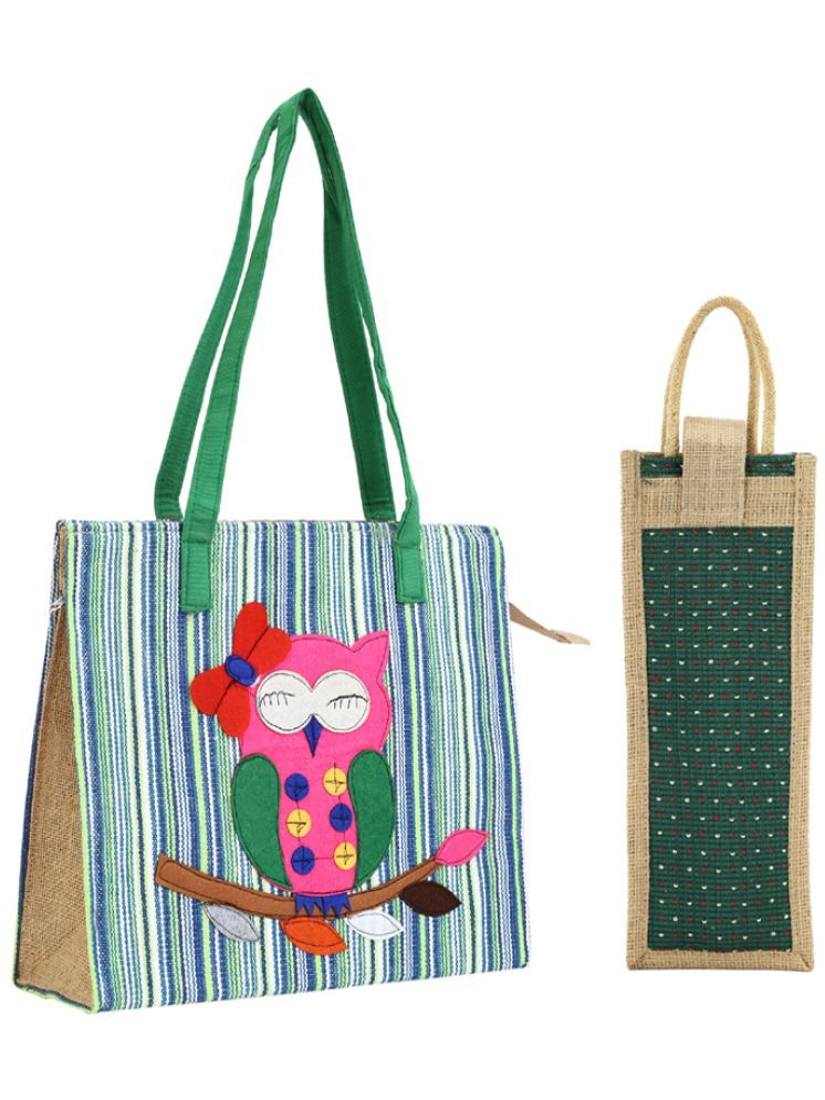     			ENSAC Green Jute Tote Bag