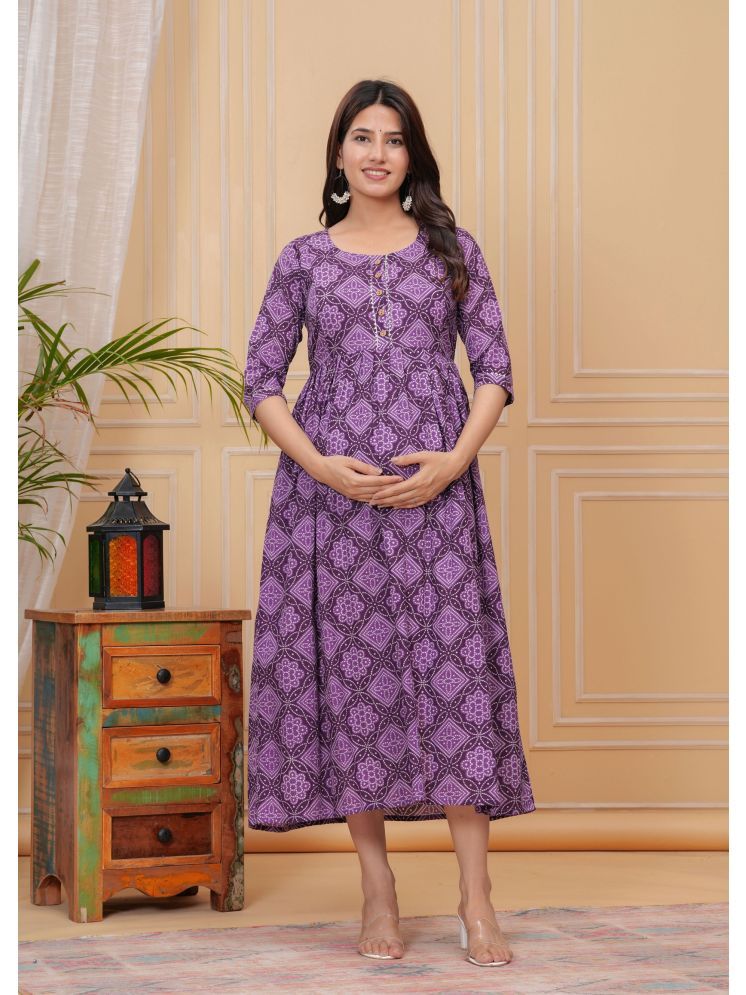     			HB CREATION Purple Cotton Maternity Kurta