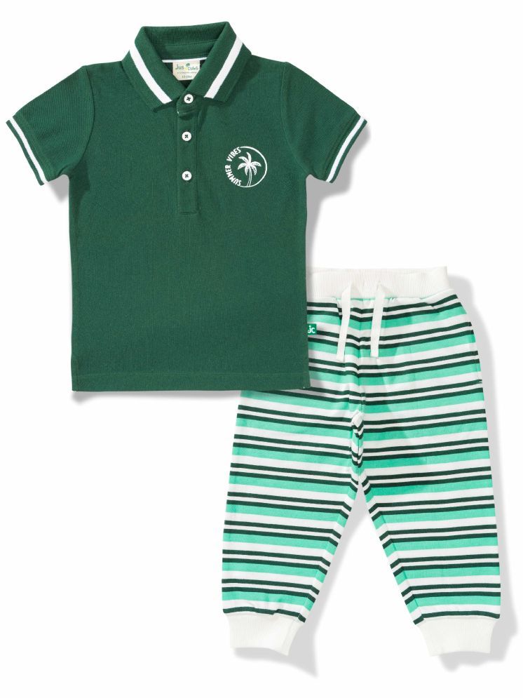     			Jusxcubs Green Cotton Boys T-Shirt & Trackpants ( Pack of 1 )