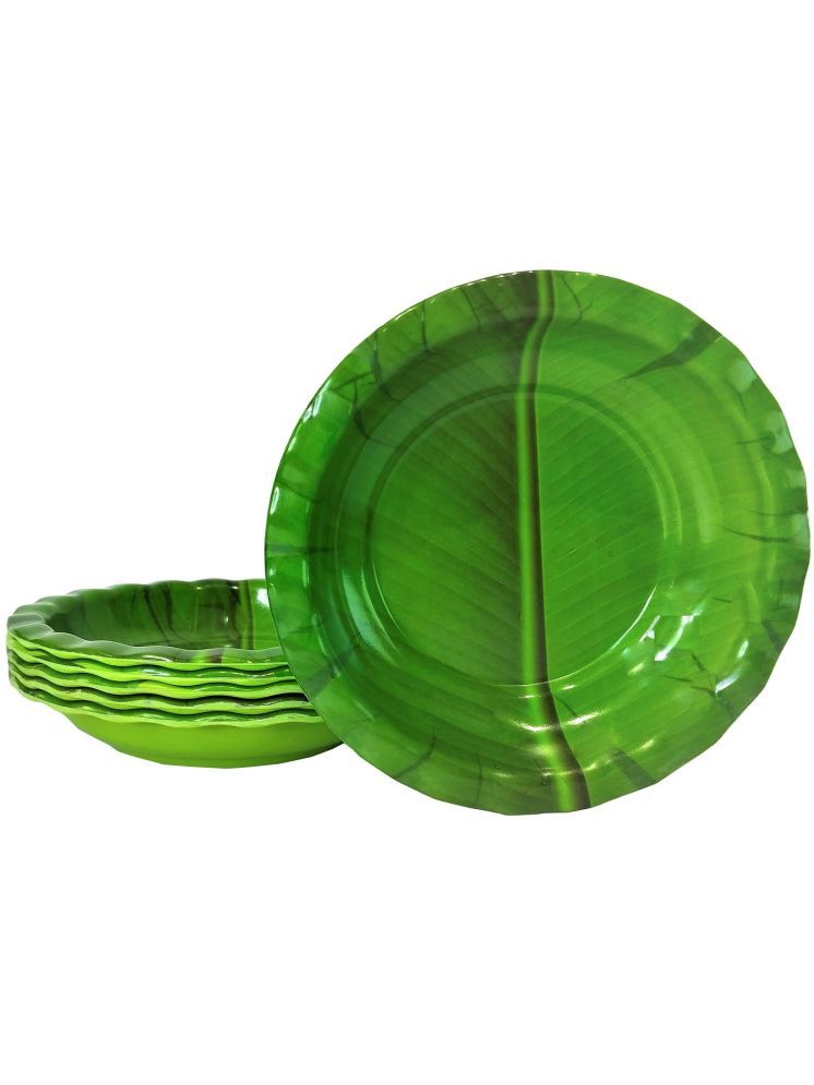     			Laserbot Banana Leaf Starters Solid Melamine Saucer 125 ml ( Pack of 6 )