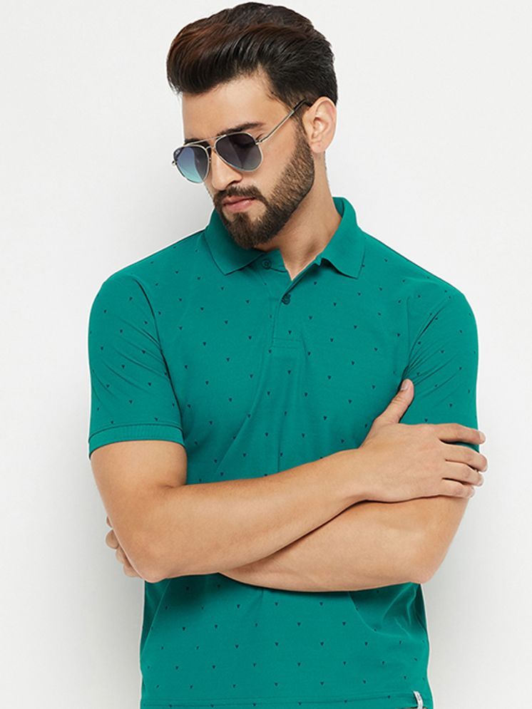     			Nuovo Cotton Blend Regular Fit Printed Half Sleeves Men's Polo T Shirt - Green ( Pack of 1 )