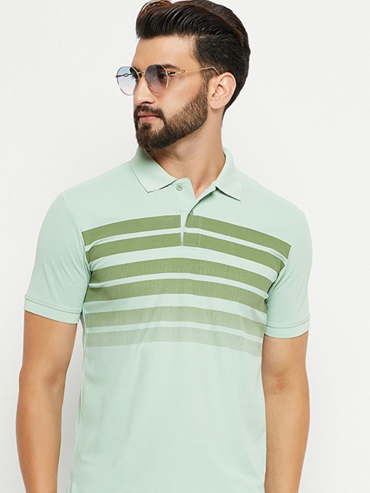     			Nuovo Pack of 1 Cotton Blend Regular Fit Striped Half Sleeves Men's Polo T Shirt ( Melange Green )