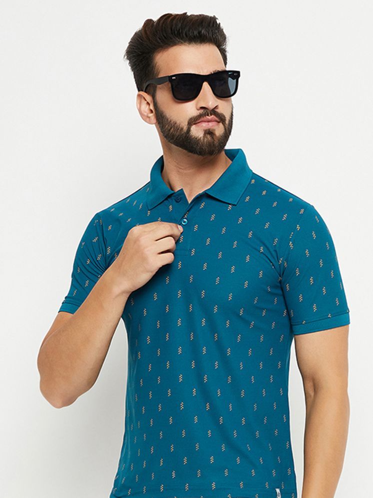     			Nuovo Cotton Blend Regular Fit Printed Half Sleeves Men's Polo T Shirt - Blue ( Pack of 1 )