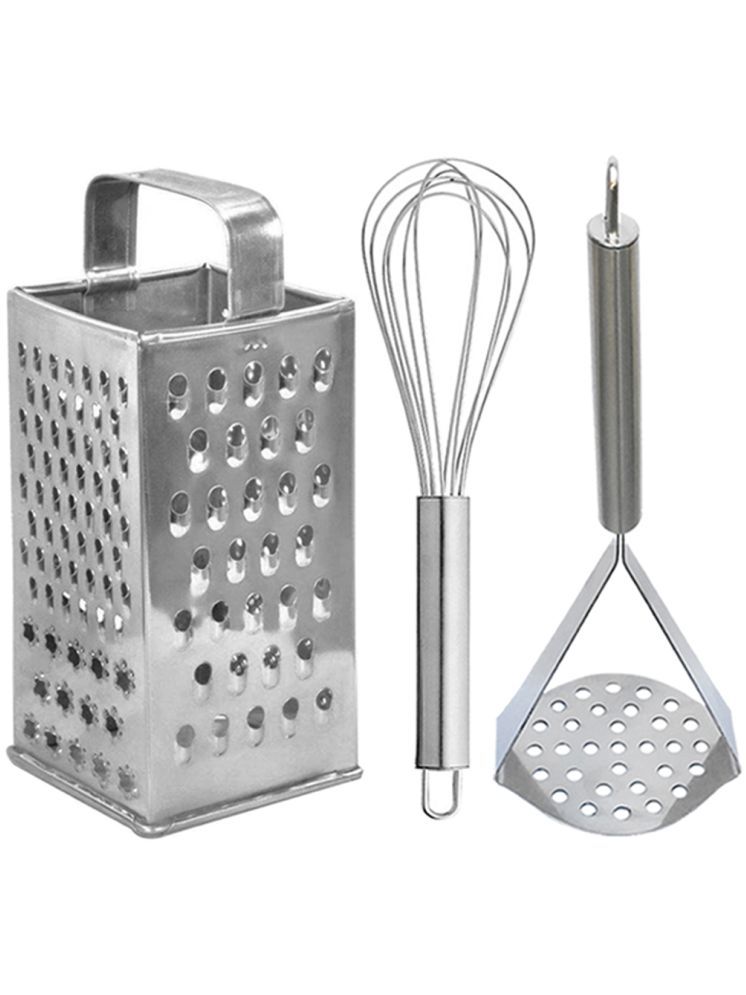     			OC9 Silver Stainless Steel 8 in1  Grater+Whisk+Masher ( Set of 3 )