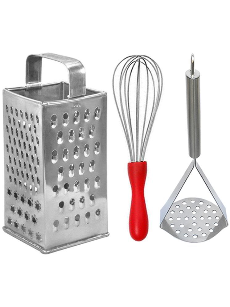     			OC9 Silver Stainless Steel 8 in1  Grater+Whisk+Masher ( Set of 3 )