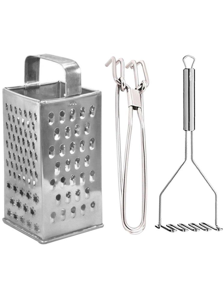     			OC9 Silver Stainless Steel Grater+Pakkad+Masher ( Set of 3 )