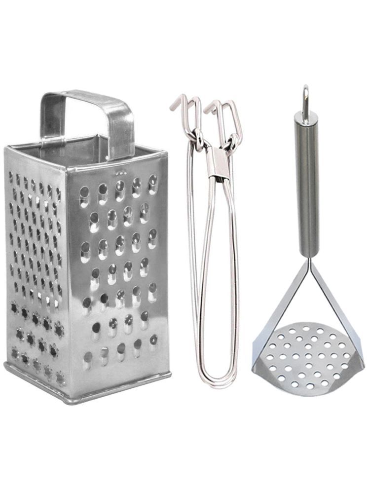     			OC9 Silver Stainless Steel Grater+Pakkad+Masher ( Set of 3 )