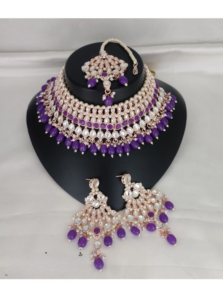     			Padmavati Bangles Purple Alloy Necklace Set ( Pack of 1 )