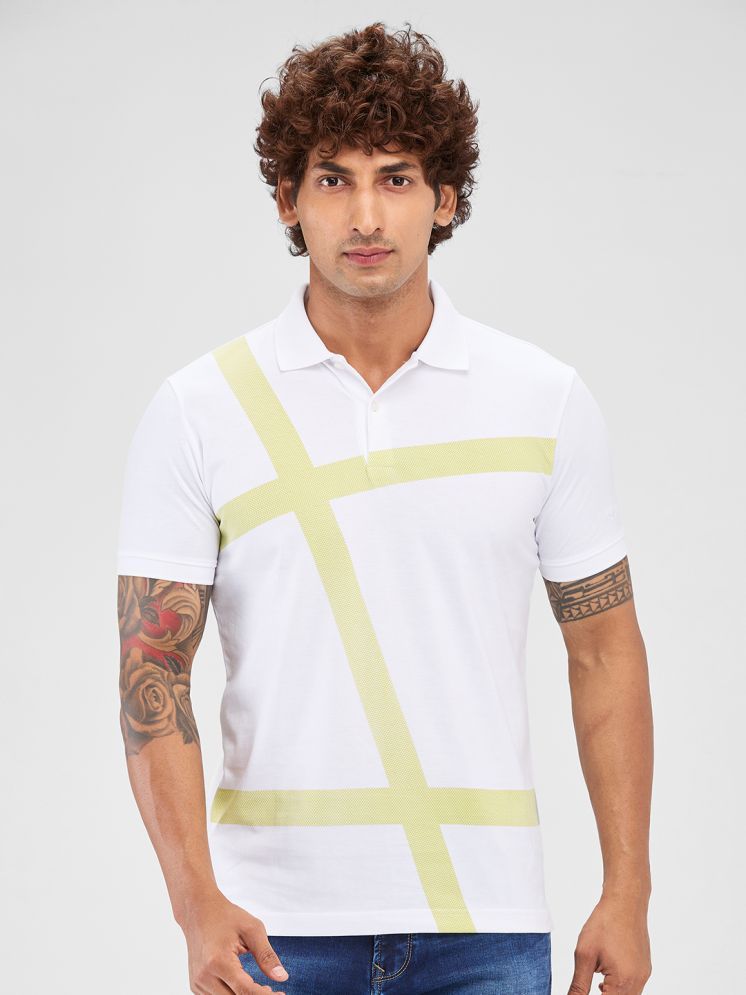     			Park Avenue Cotton Blend Slim Fit Printed Half Sleeves Men's Polo T Shirt - White ( Pack of 1 )