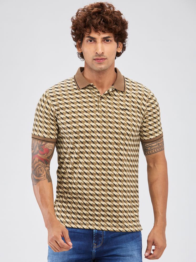     			Park Avenue Cotton Blend Slim Fit Printed Half Sleeves Men's Polo T Shirt - Beige ( Pack of 1 )