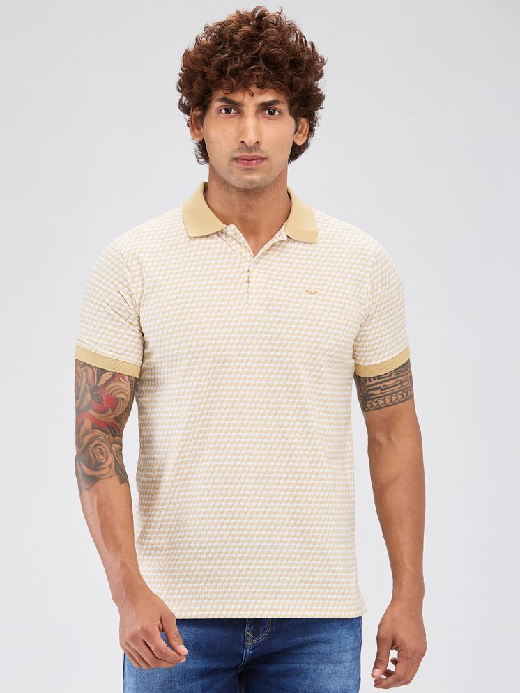     			Park Avenue Cotton Blend Slim Fit Printed Half Sleeves Men's Polo T Shirt - Beige ( Pack of 1 )