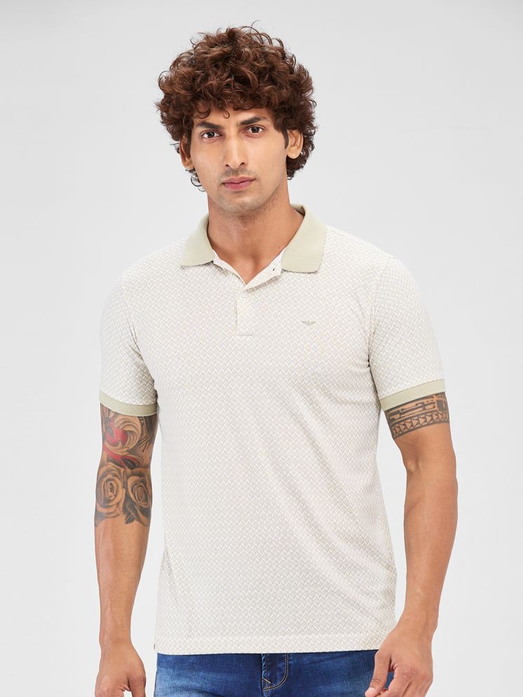     			Park Avenue Cotton Blend Slim Fit Printed Half Sleeves Men's Polo T Shirt - Beige ( Pack of 1 )