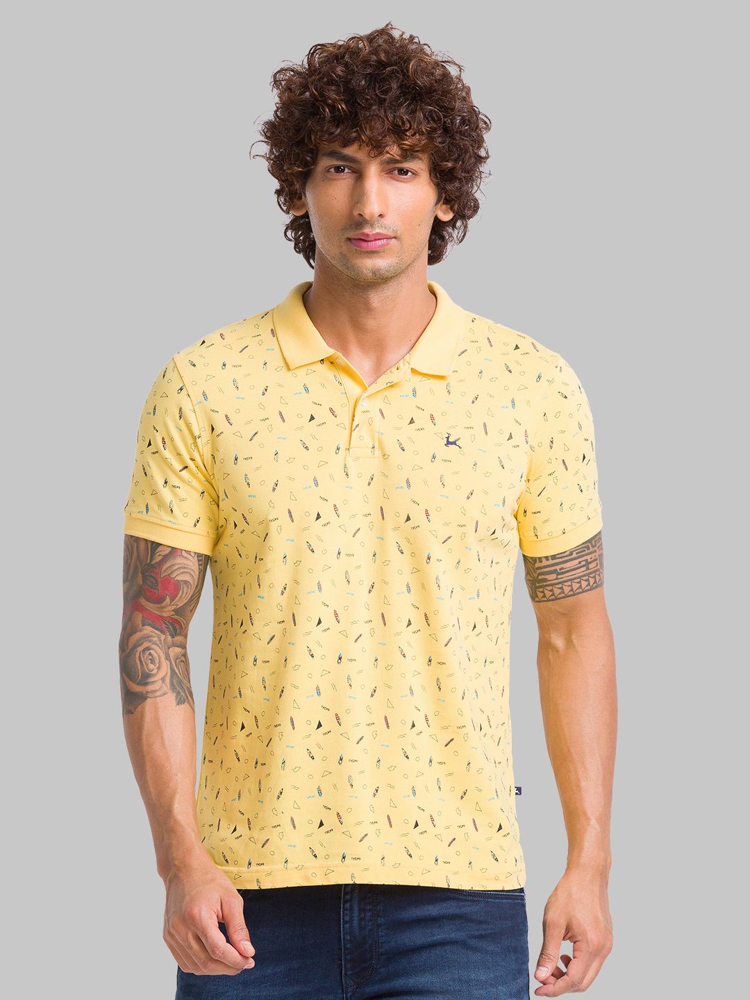     			Park Avenue Cotton Regular Fit Printed Half Sleeves Men's Polo T Shirt - Yellow ( Pack of 1 )