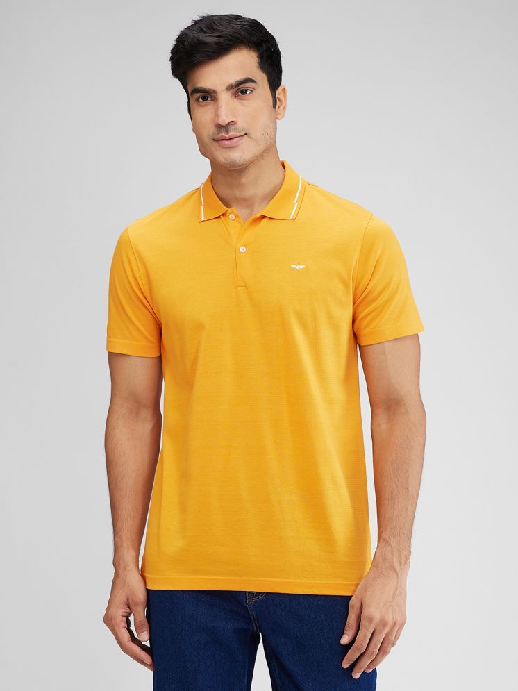     			Park Avenue Cotton Slim Fit Self Design Half Sleeves Men's Polo T Shirt - Yellow ( Pack of 1 )