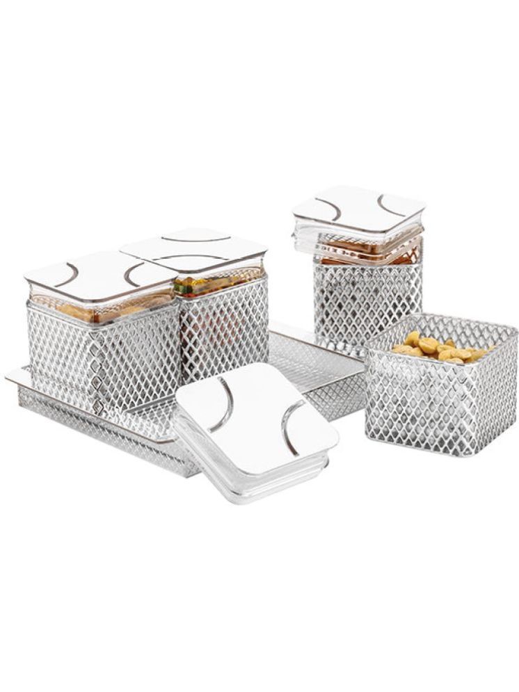     			PearlPet Fiesta_Silver-4Pcs Plastic Silver Multi-Purpose Container ( Set of 4 )