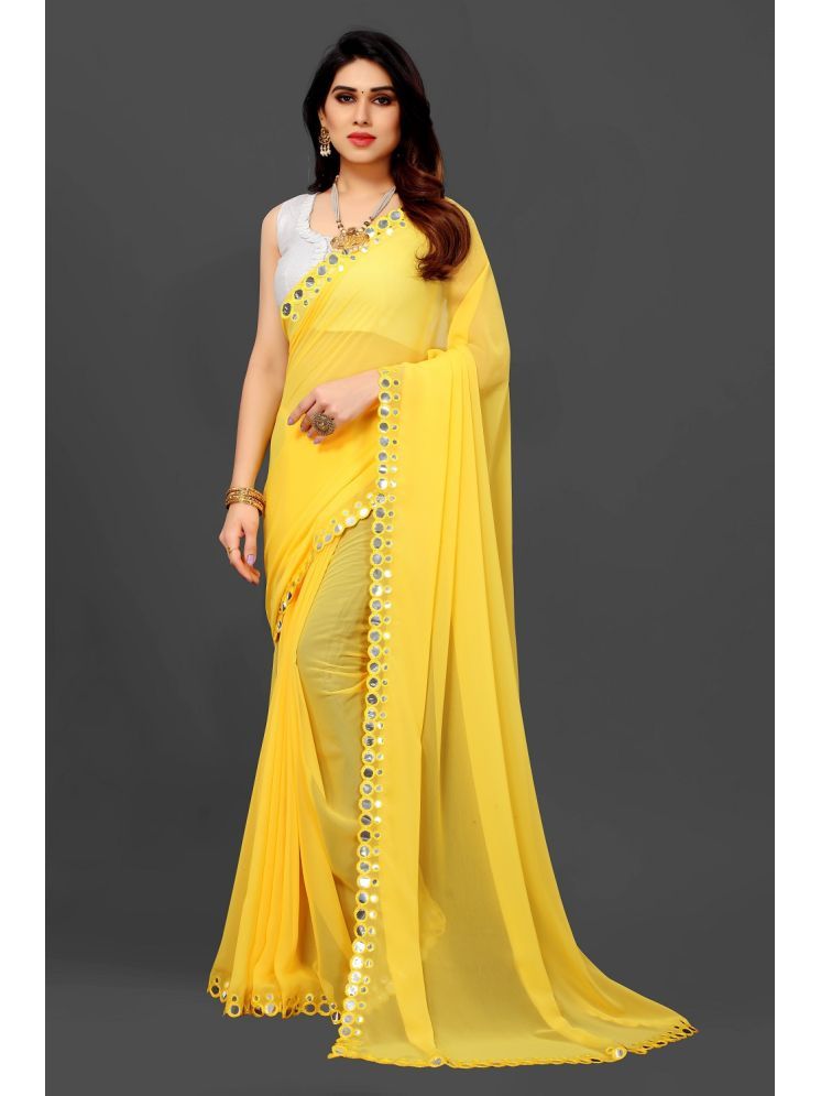     			RIDDHI SHIVAY FAB Georgette Embroidered Saree With Blouse Piece - Yellow ( Pack of 1 )