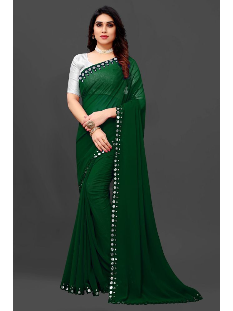     			RIDDHI SHIVAY FAB Georgette Embroidered Saree With Blouse Piece - Green ( Pack of 1 )