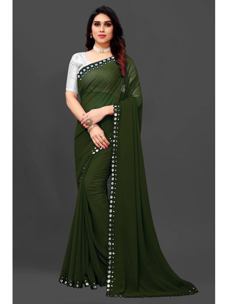     			RIDDHI SHIVAY FAB Georgette Embroidered Saree With Blouse Piece - Mint Green ( Pack of 1 )