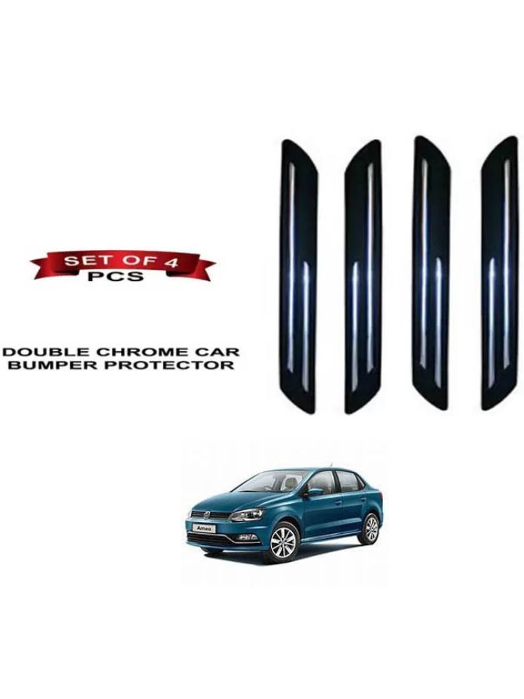     			RONISH Rubber Car Bumper Protector Guard (Double Chrome) For Volkswagen Ameo