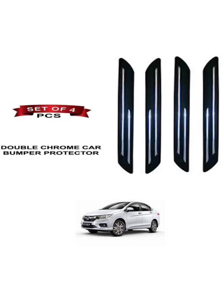     			RONISH Rubber Car Bumper Protector Guard (Double Chrome) For Honda City i-Dtec