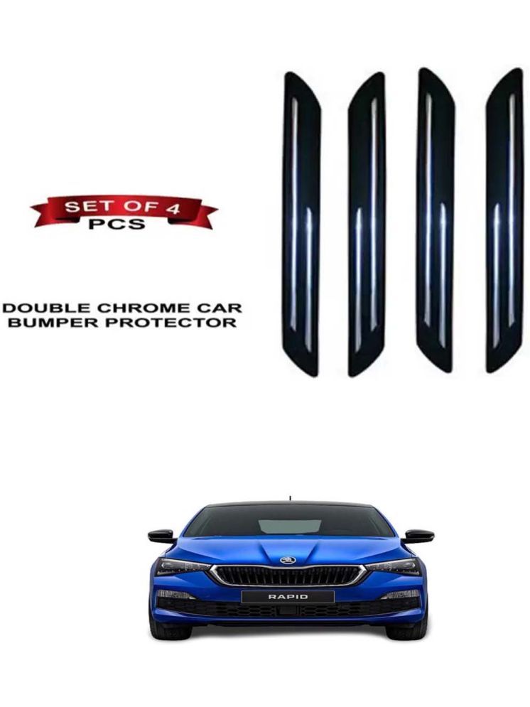     			RONISH Rubber Car Bumper Protector Guard (Double Chrome) For Skoda New Rapid