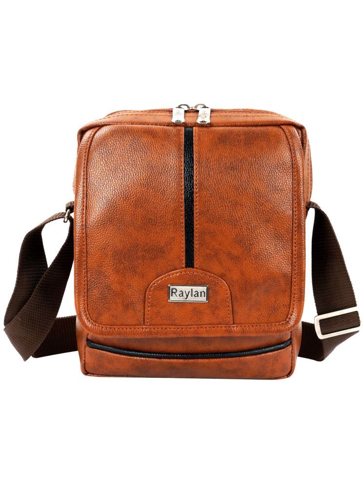     			Raylan Tan Textured Messenger Bag