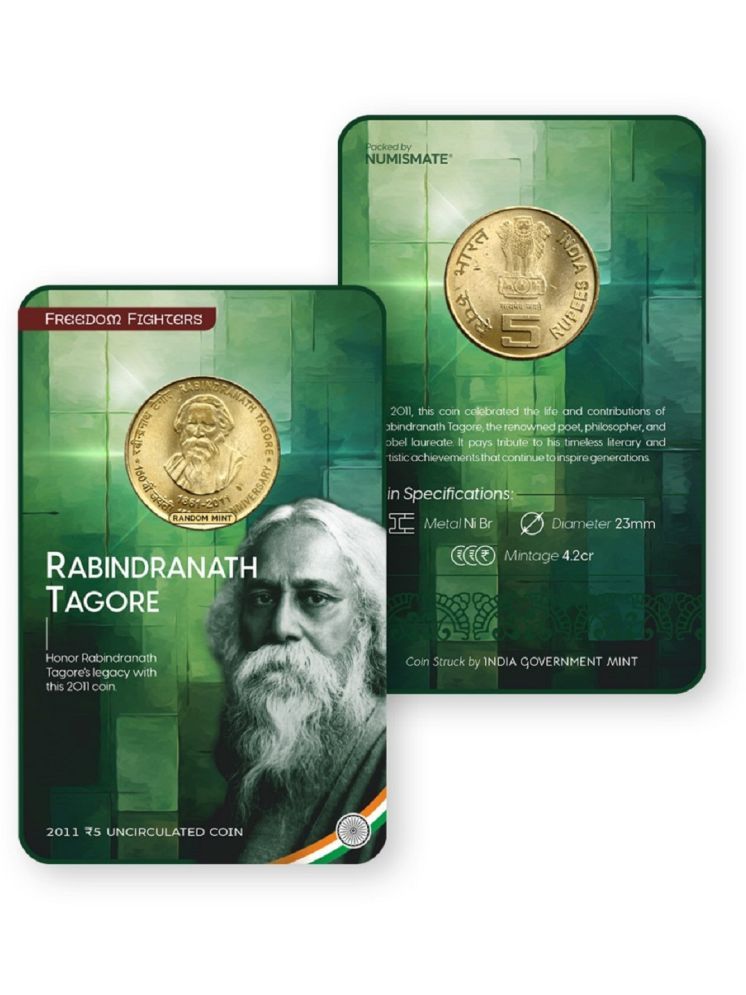     			Rs.5 RABINDRANATH TAGORE 2009 Commemorative Coin Card – Special Edition