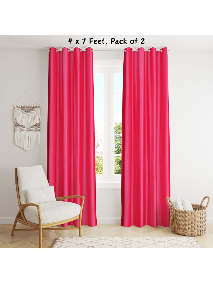     			SWIZIER Solid Room Darkening Eyelet Curtain 7 ft ( Pack of 2 ) - Pink