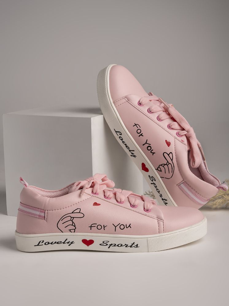     			Shoetopia Pink Women's Sneakers