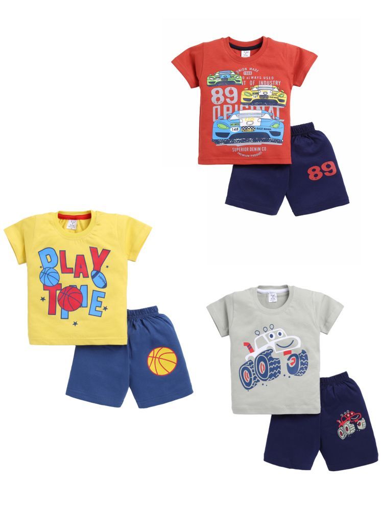     			Todd N Teen Multicolor Cotton Baby Boy T-Shirt & Shorts ( Pack of 3 )