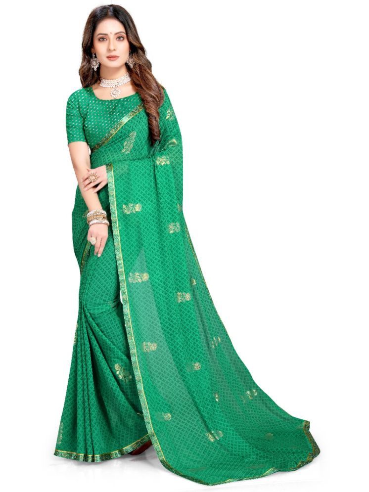     			mahalaxmi fab Georgette Printed Saree With Blouse Piece - Beige,Green ( Pack of 1 )