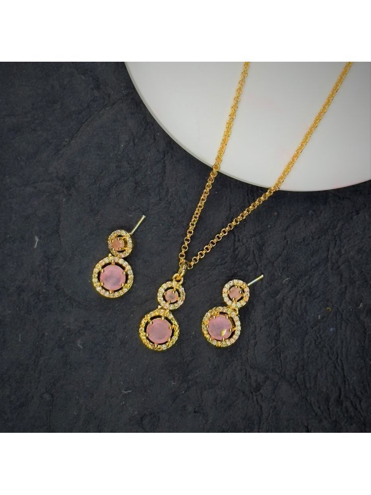     			AKLINA Pink Alloy Necklace Set ( Pack of 1 )