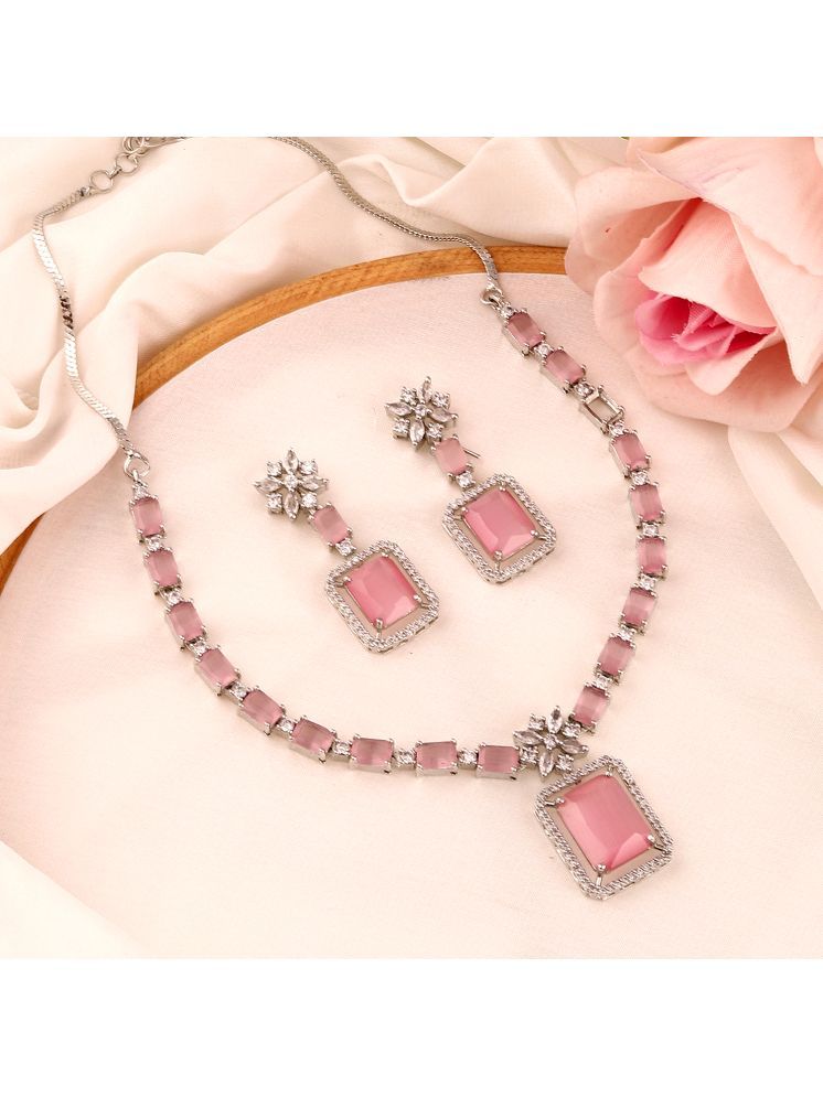     			Bhagya Lakshmi Pink Alloy Necklace Set ( Pack of 1 )