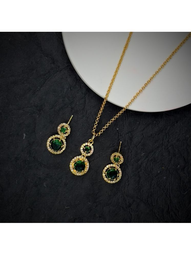     			Charms Green Alloy Necklace Set ( Pack of 1 )