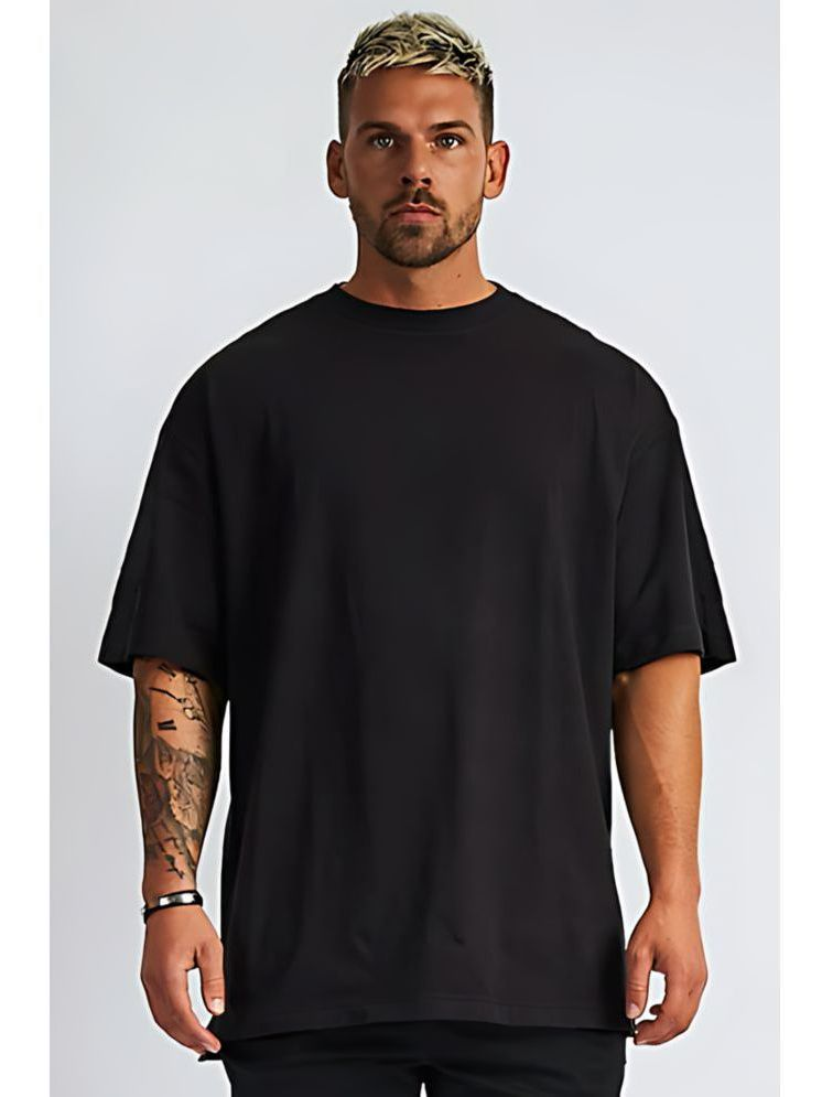     			CrazyBee Cotton Oversized Fit Solid 3/4th Sleeves Men's T-Shirt - Black ( Pack of 1 )