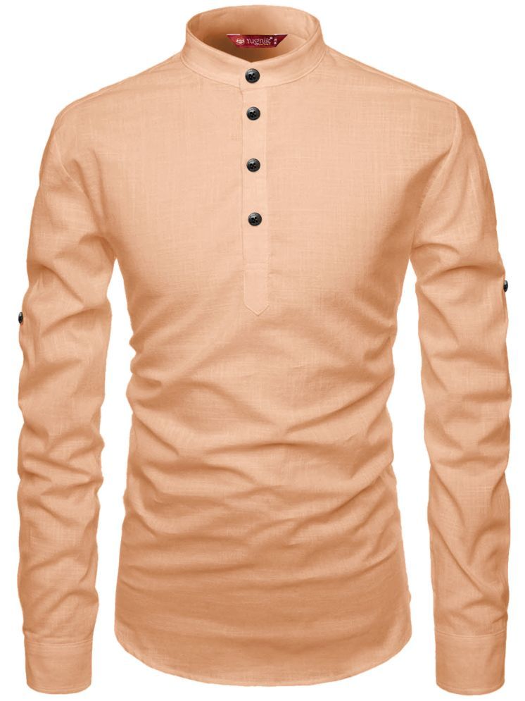     			FIREFISH Orange Cotton Men's Shirt Style Kurta ( Pack of 1 )