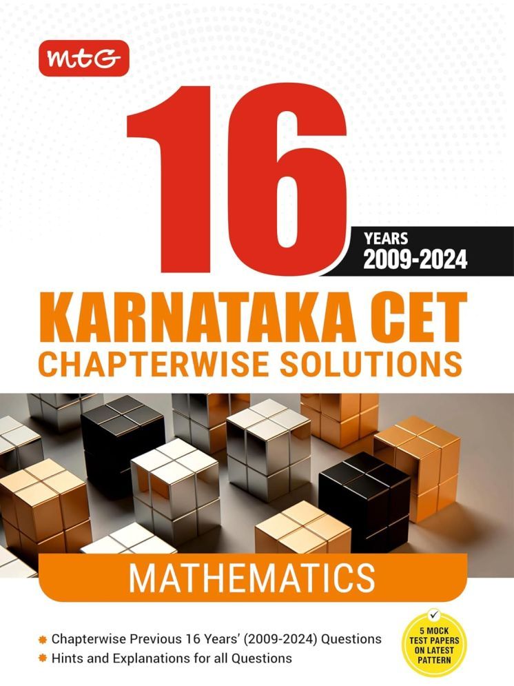     			MTG 16 Years Karnataka CET Chapterwise Solutions Mathematics PYQ Book For 2025 Exam - KCET Previous Year Solved Question Papers | KCET Engineering Entrance Exam Books